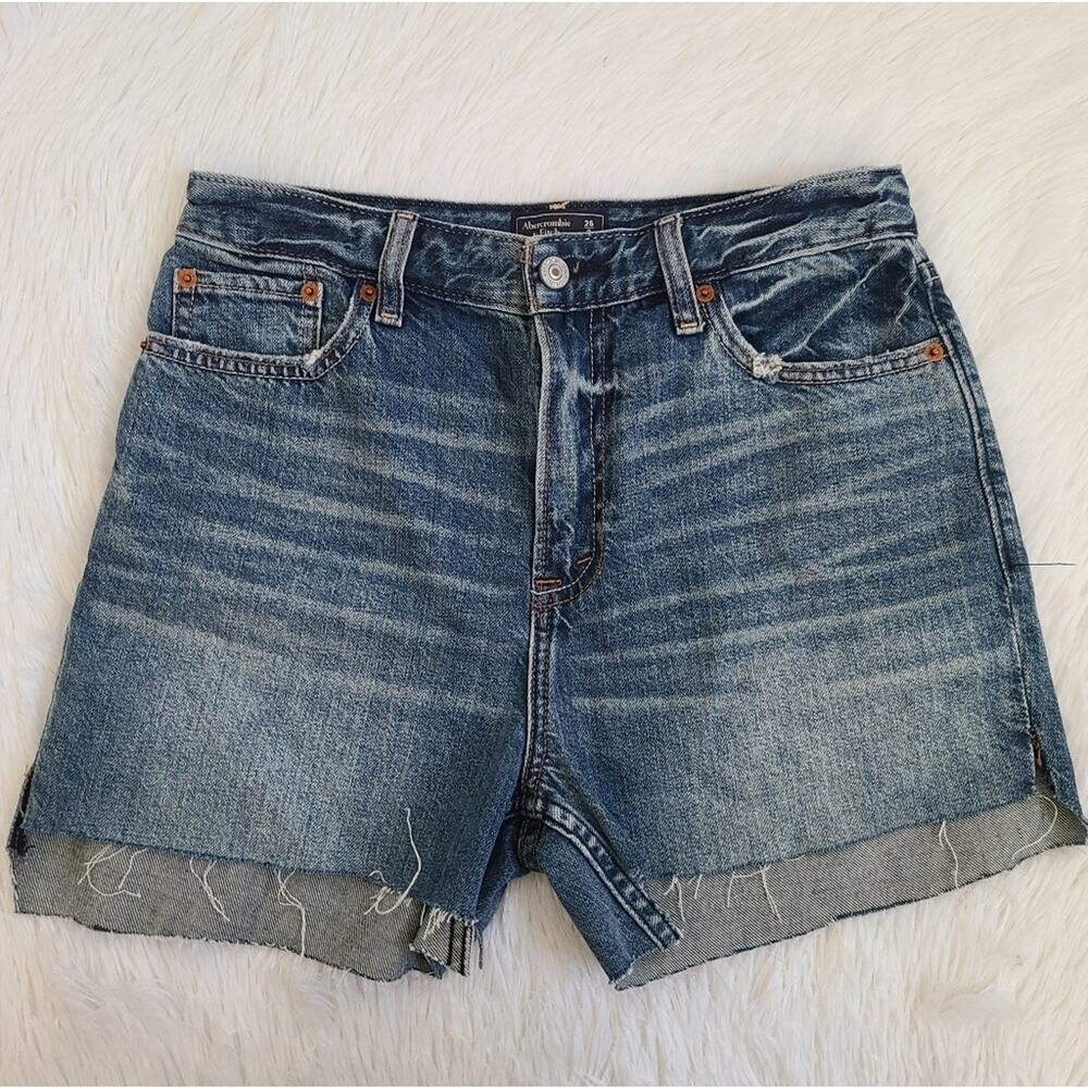Abercrombie & Fitch High Waisted Annie Girlfriend Shorts Cloud Painted Pockets